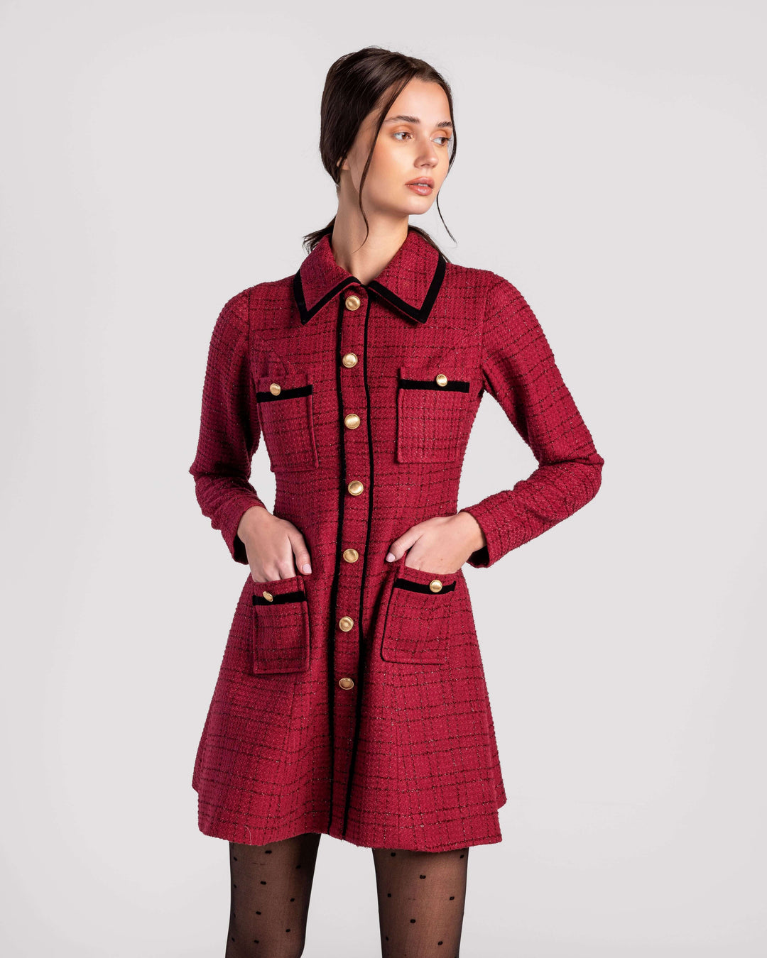 Tweed Elegance A-Line Dress