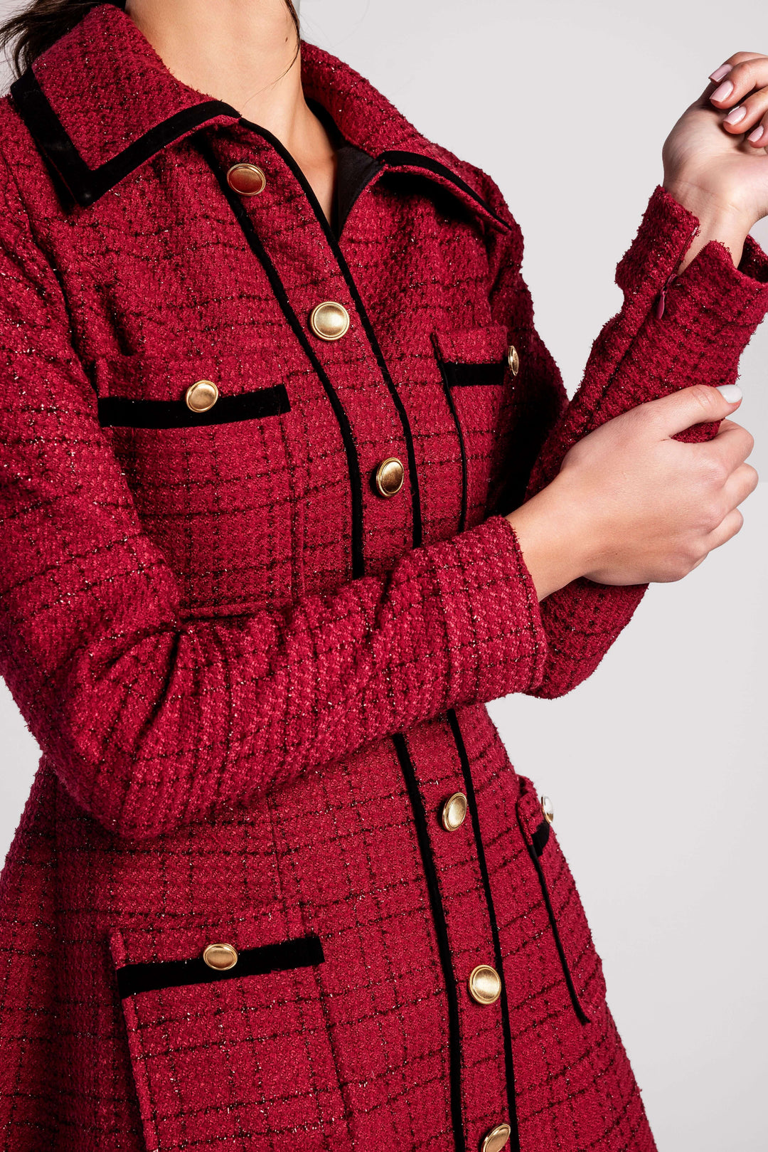 Tweed Elegance A-Line Dress