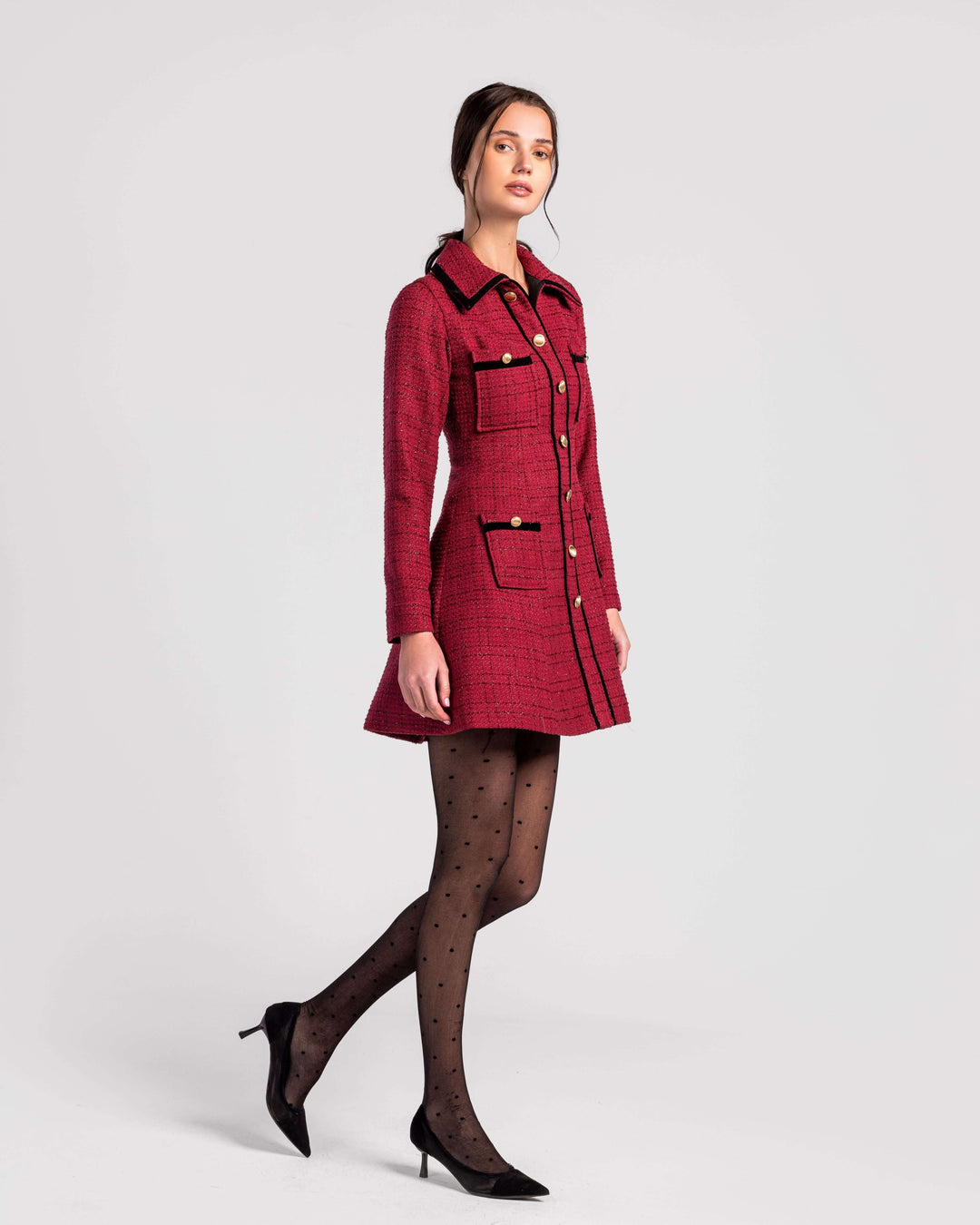 Tweed Elegance A-Line Dress