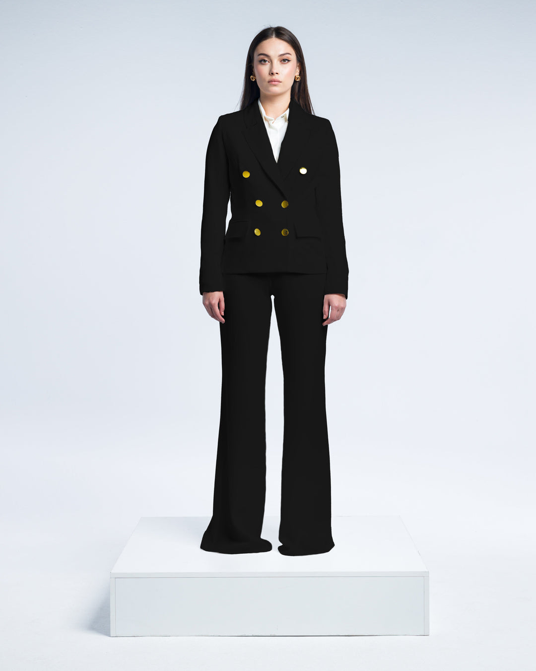 سترة مزدوجة الصدر المموجة