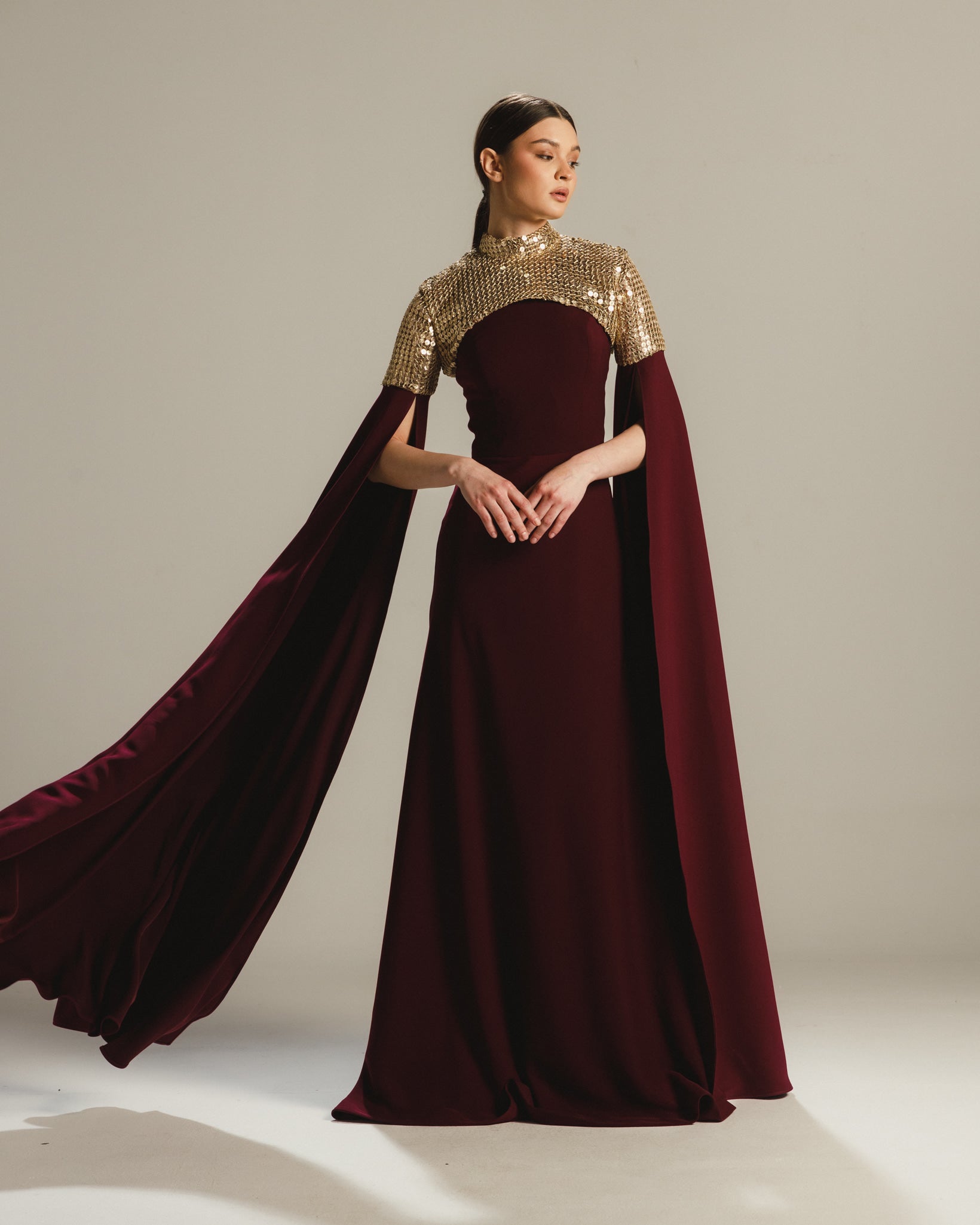 long sleeve red sequin dress