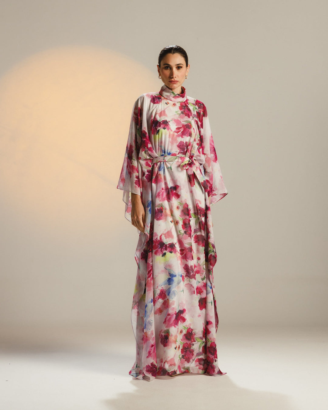 watercolor dress with sleeves