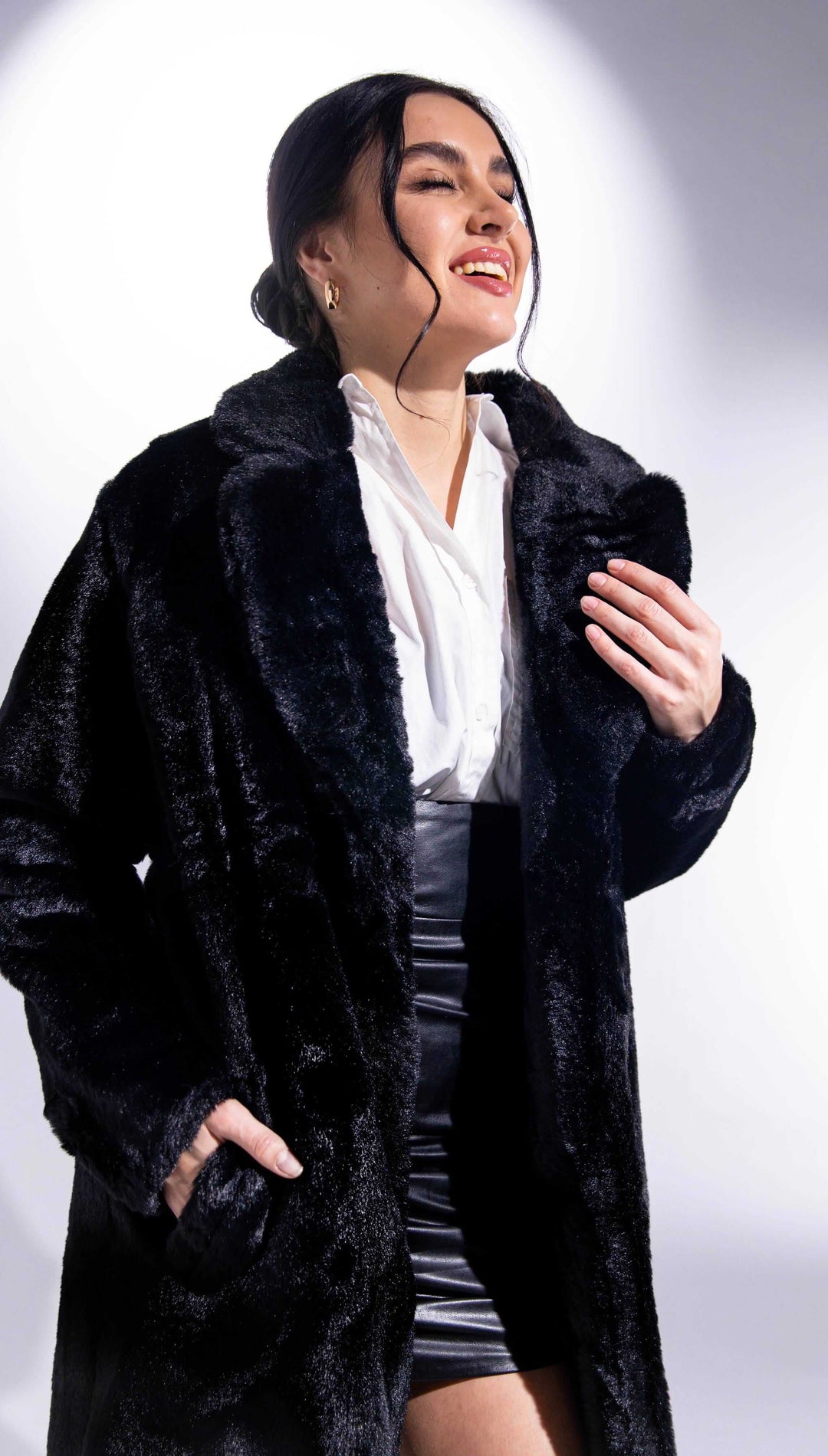 long faux fur jacket