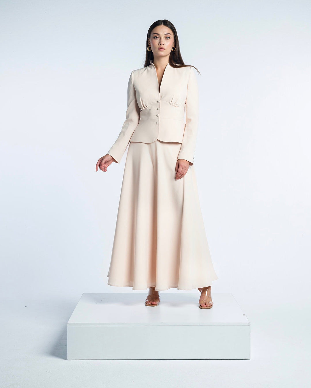 تنورة ميدي من الكريب ذات الخصر العالي