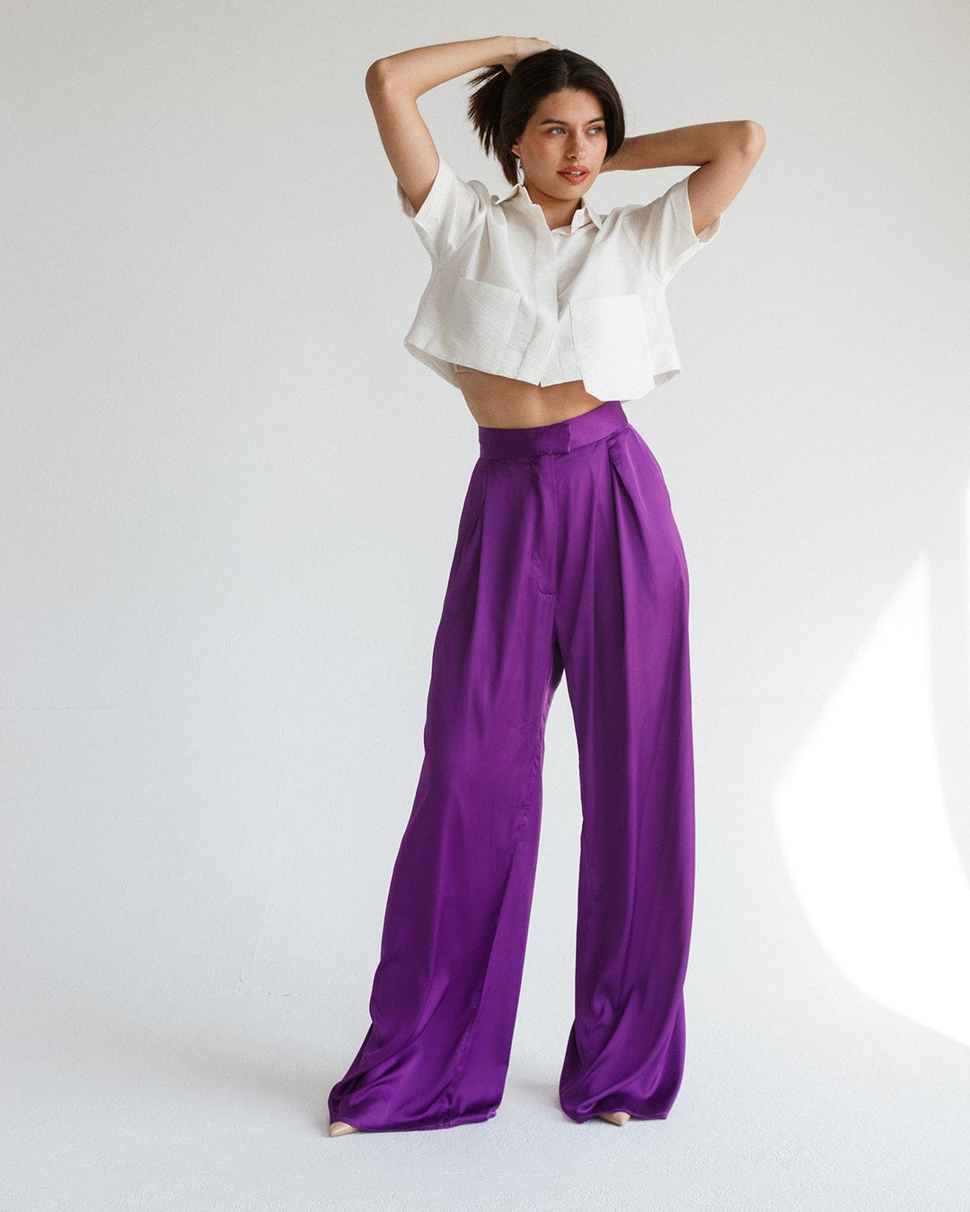 WIDE LEG SATIN PANTS