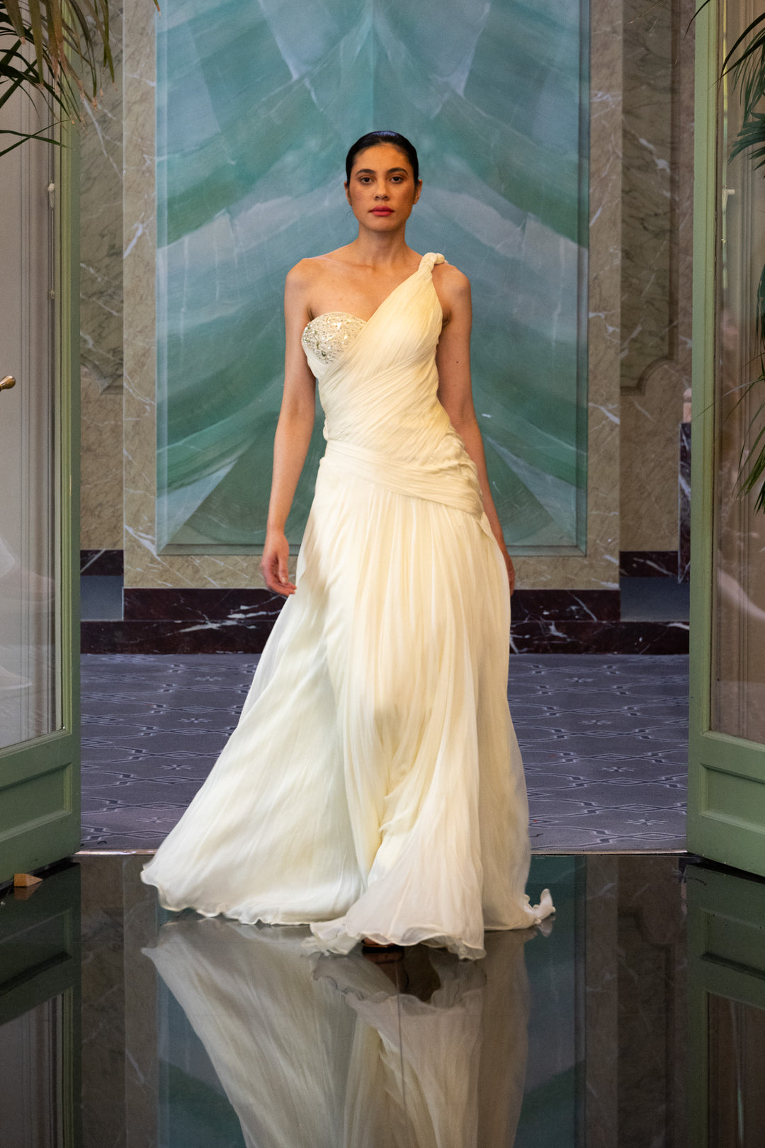 butter yellow chiffon dress