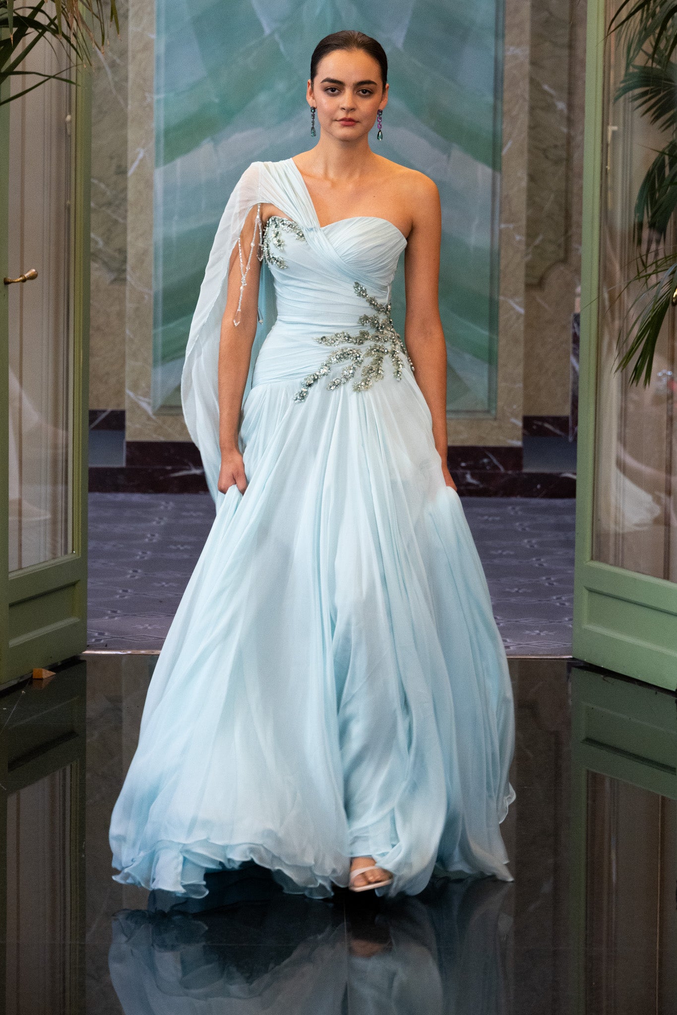 light blue rhinestone dress