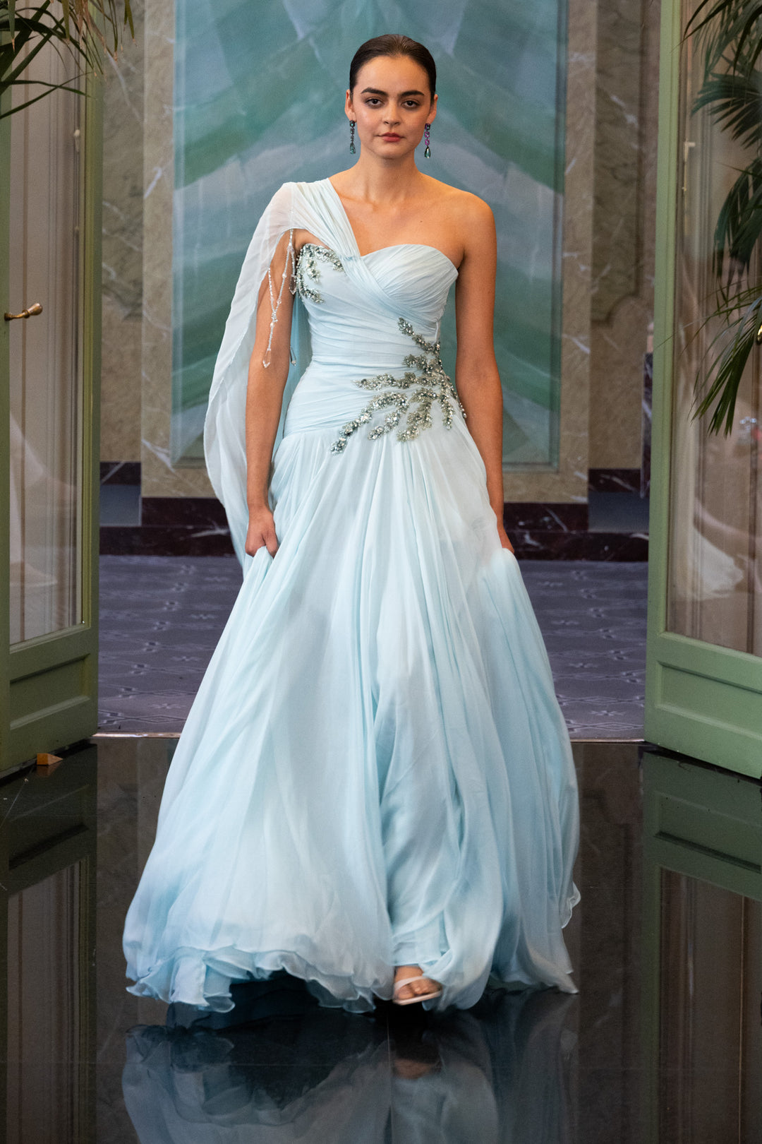 light blue rhinestone dress