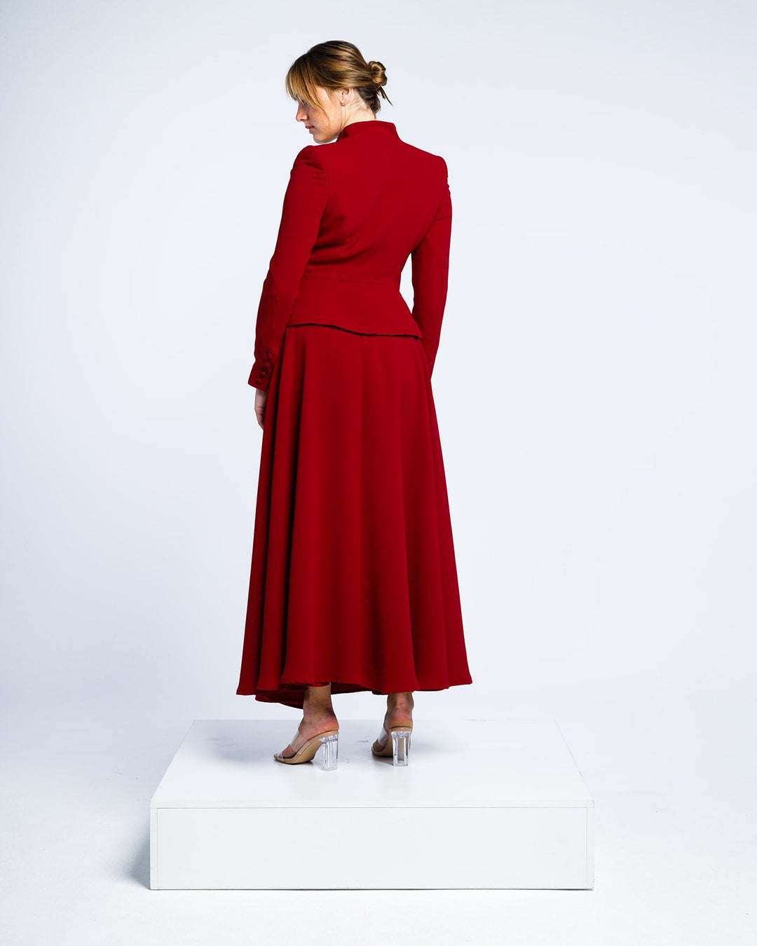 تنورة ميدي من الكريب ذات الخصر العالي