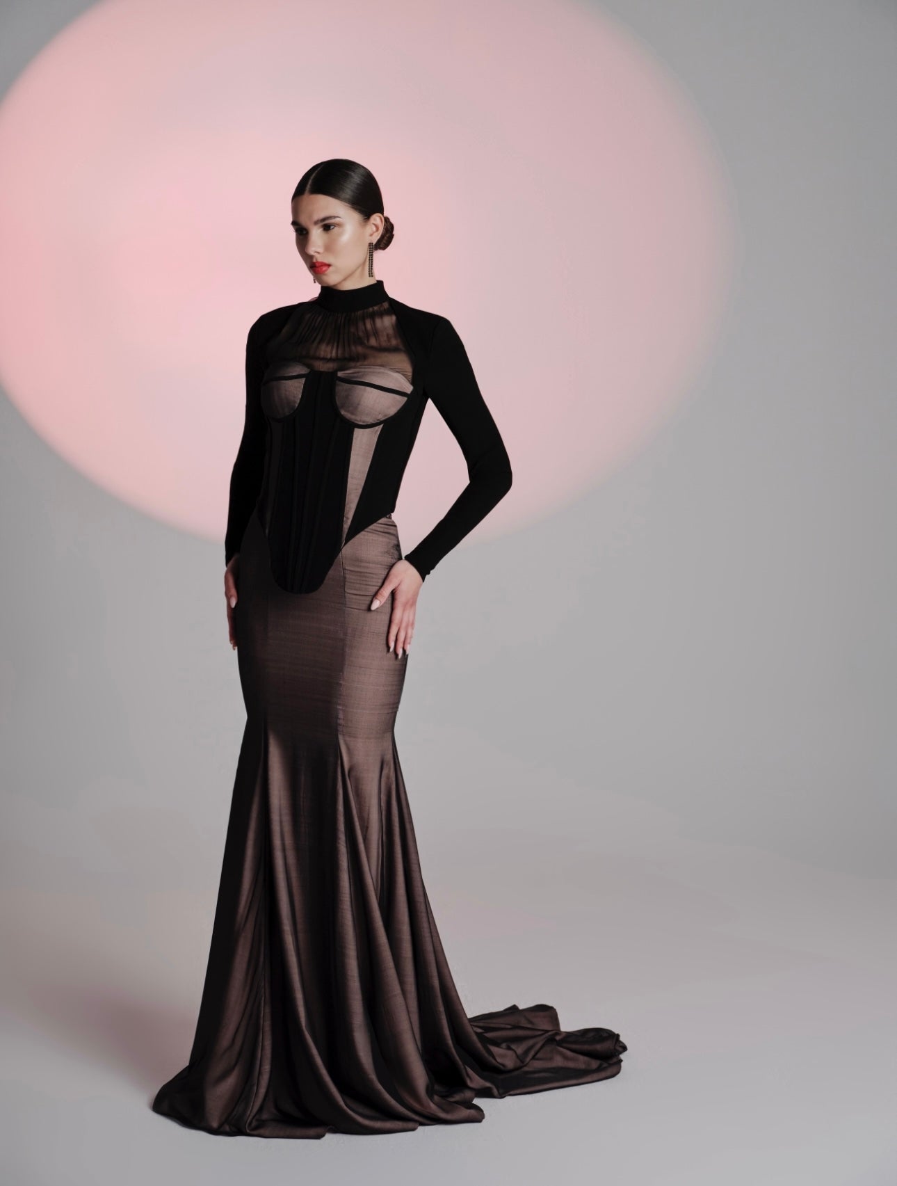 black corset dress with sleeves