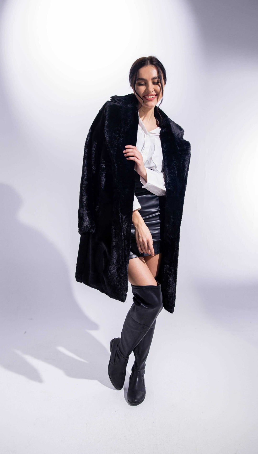 long faux fur jacket
