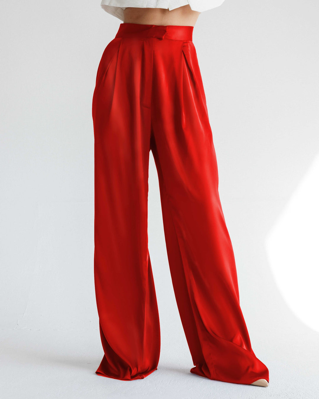 WIDE LEG SATIN PANTS