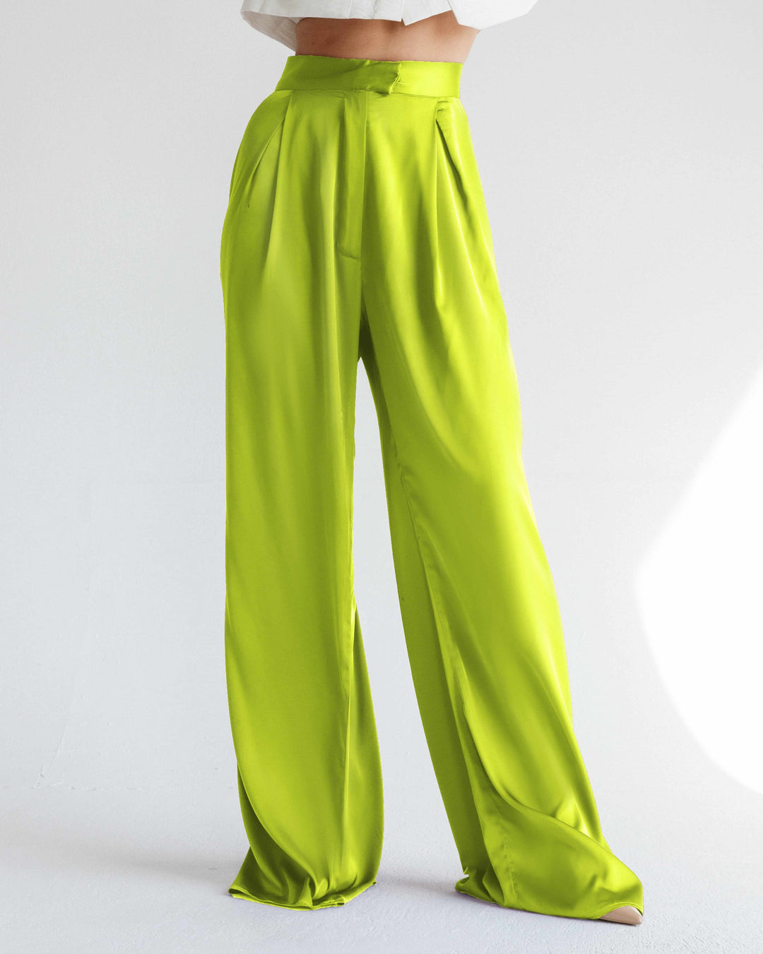 WIDE LEG SATIN PANTS