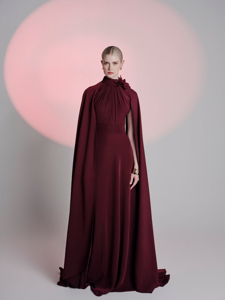 wine red evening dress