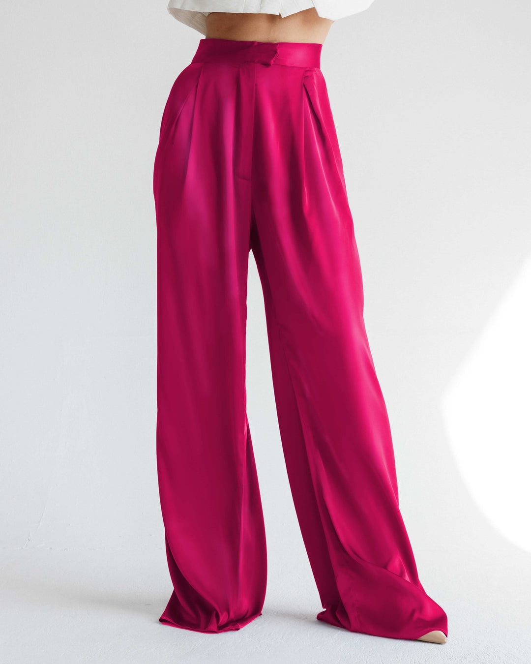 WIDE LEG SATIN PANTS