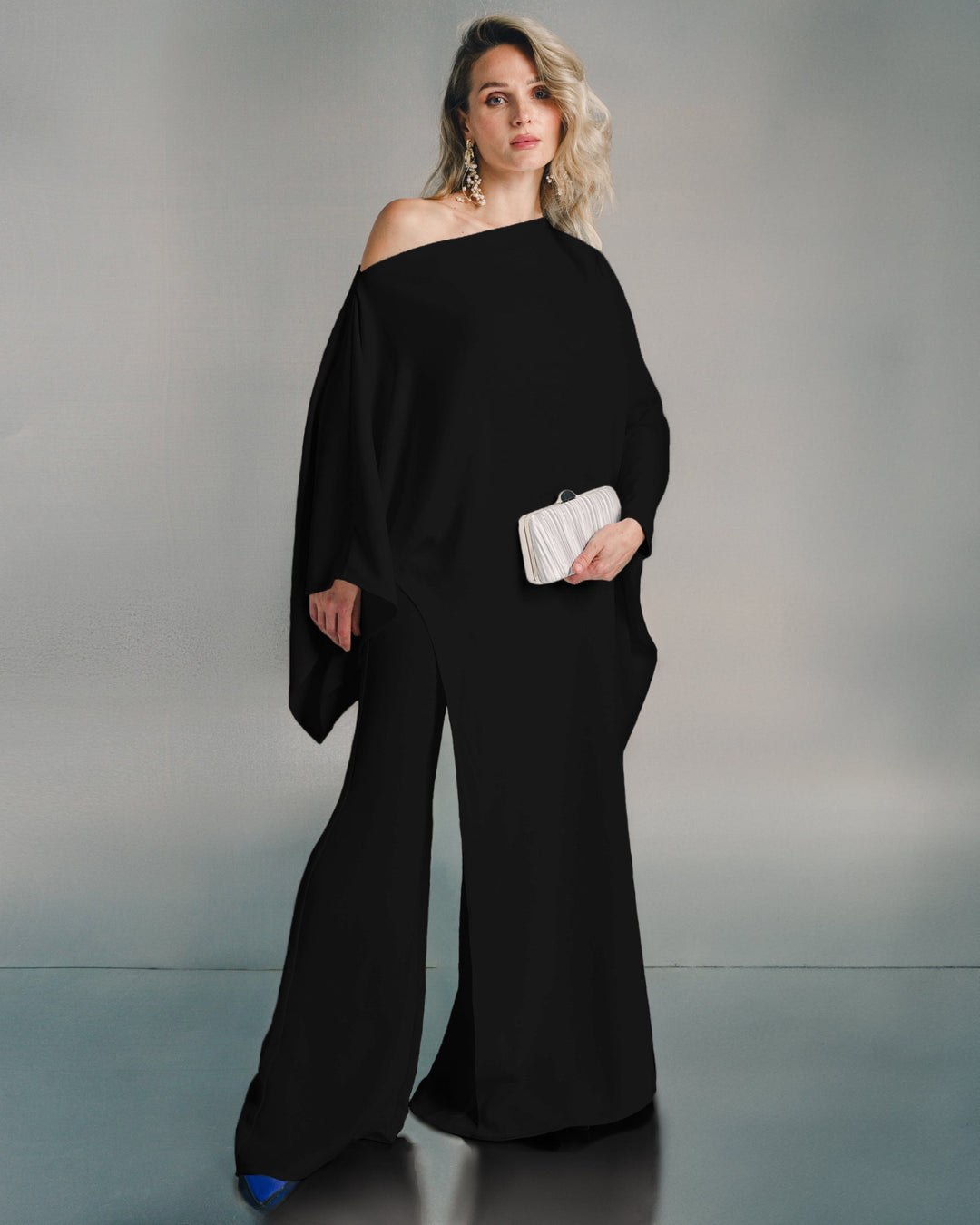 Caped loose neck crepe set