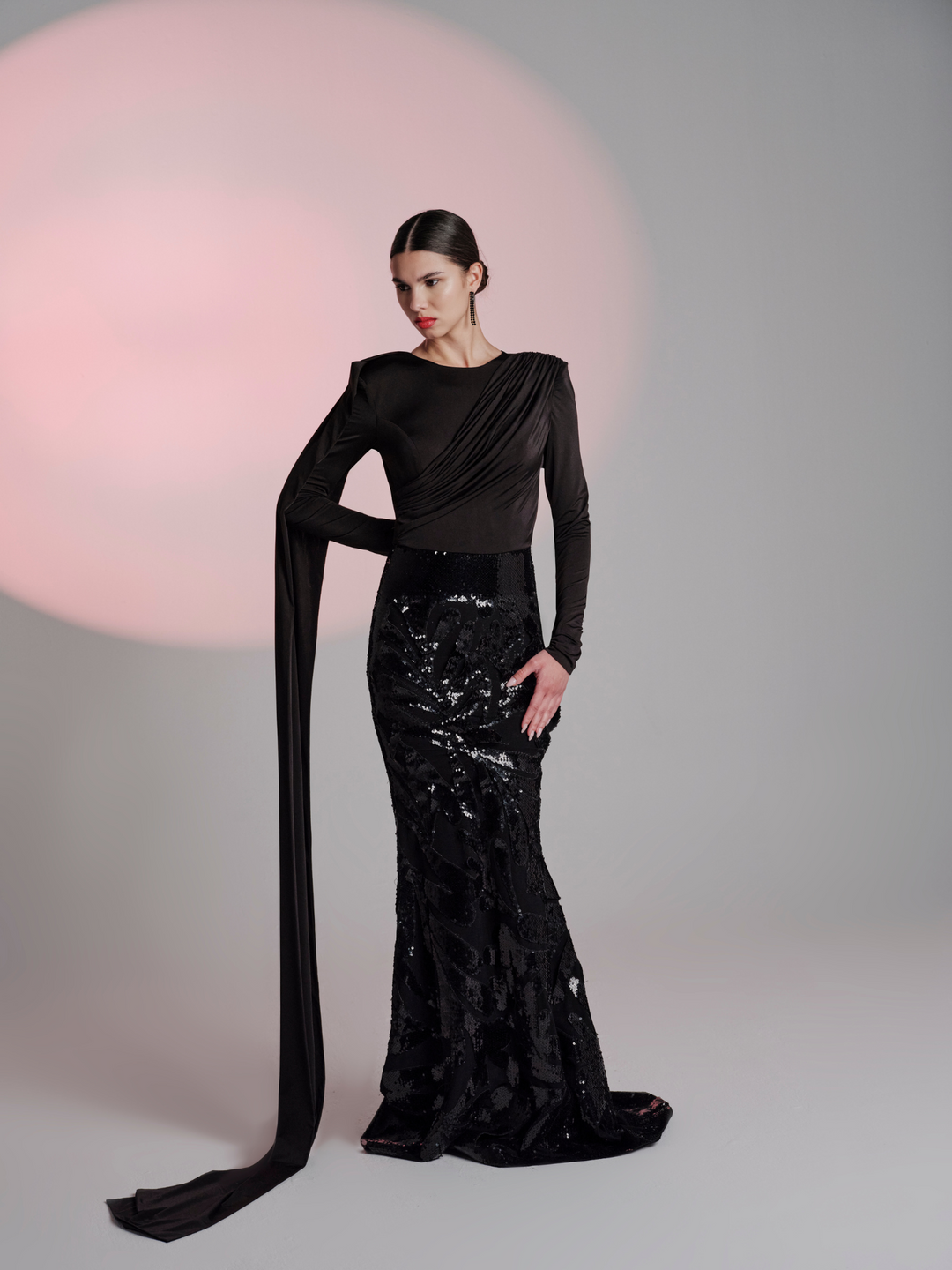 black sequin dress long