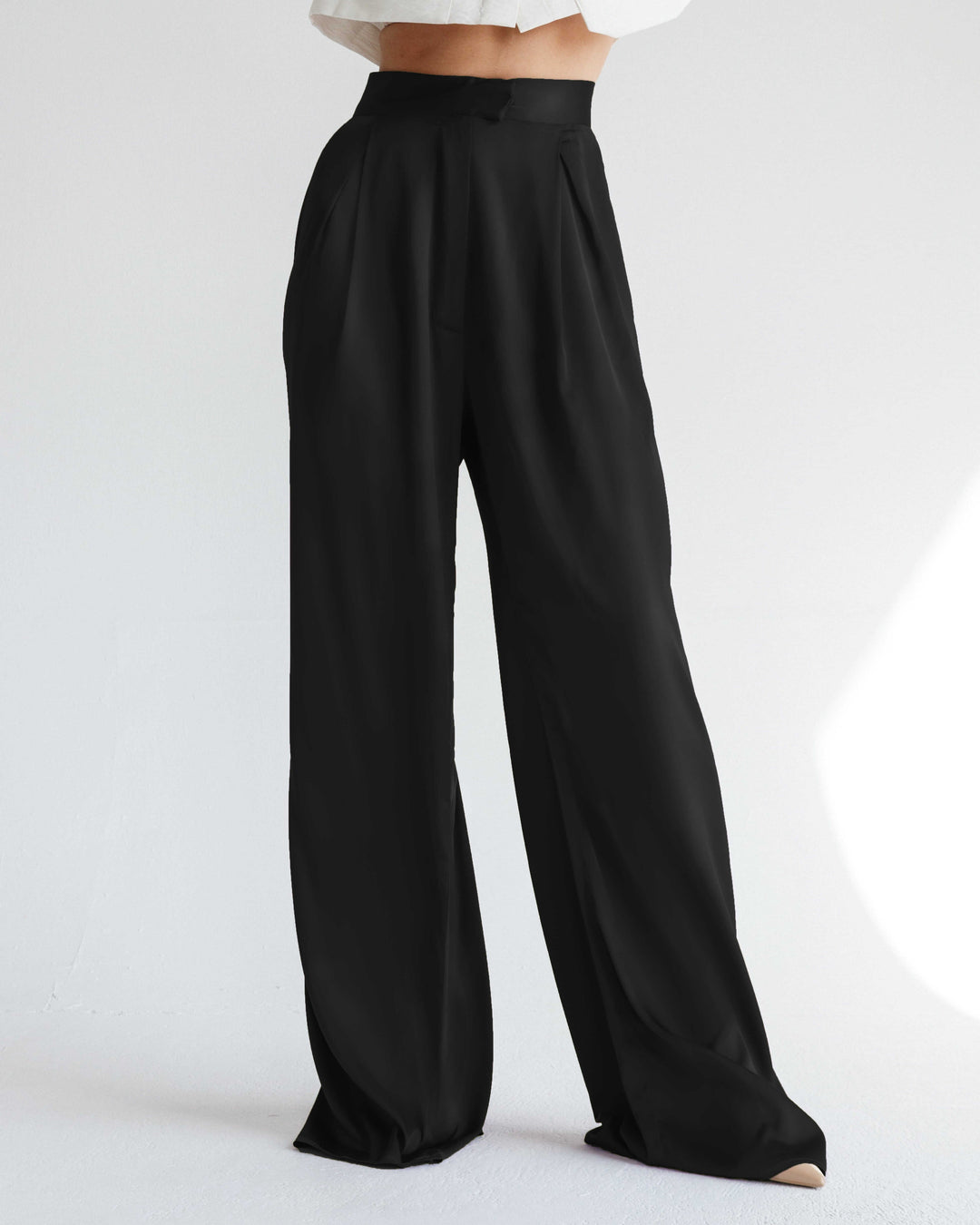 WIDE LEG SATIN PANTS