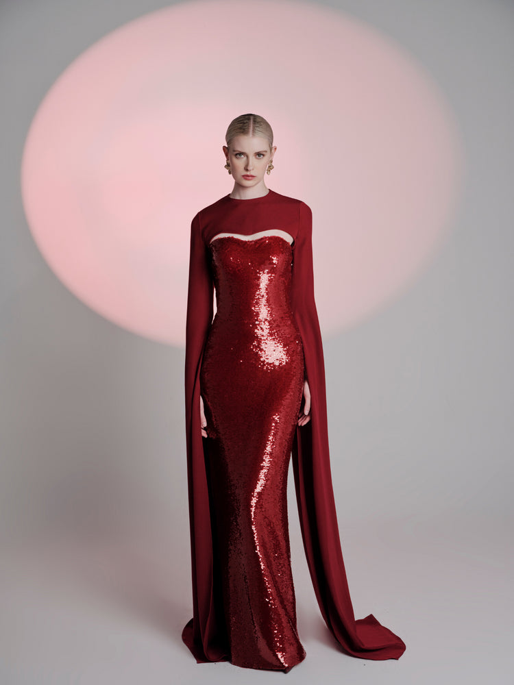 Red sequin dress long sleeve