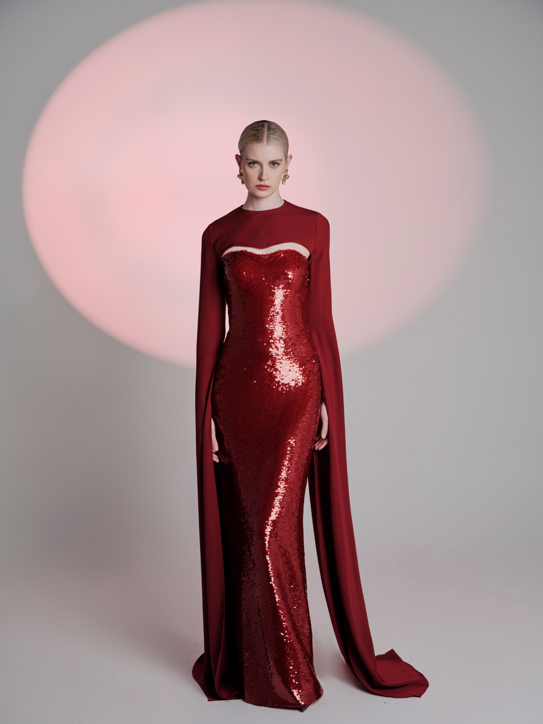 Red sequin dress long sleeve