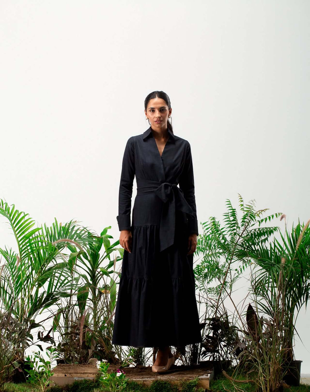 Noir Denim Wrap Dress