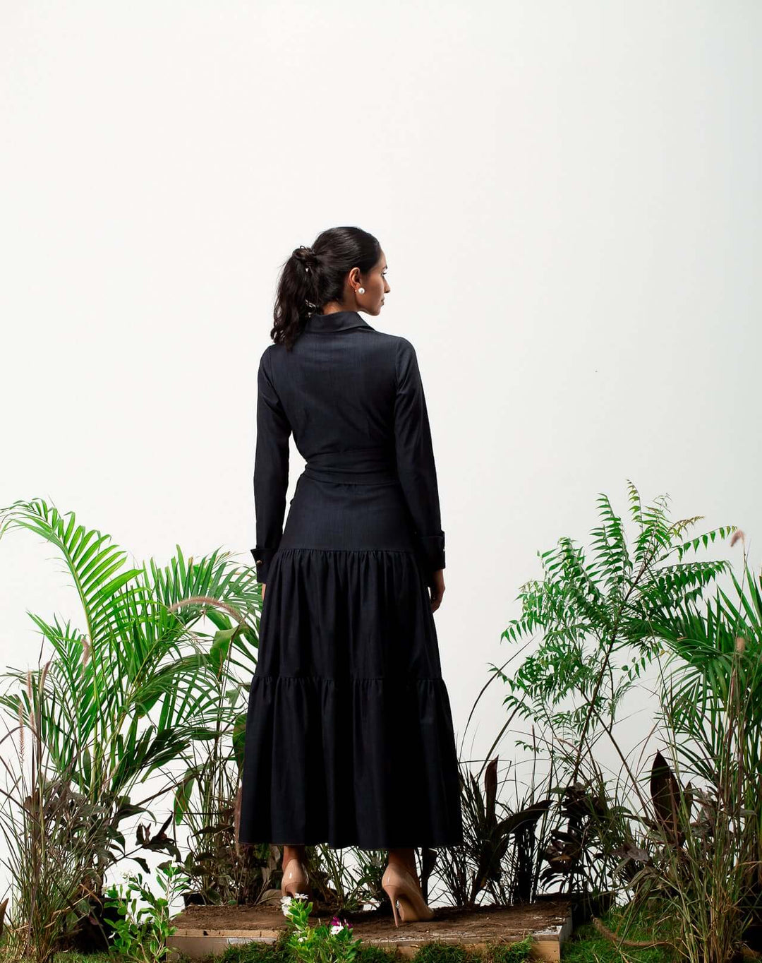 Noir Denim Wrap Dress