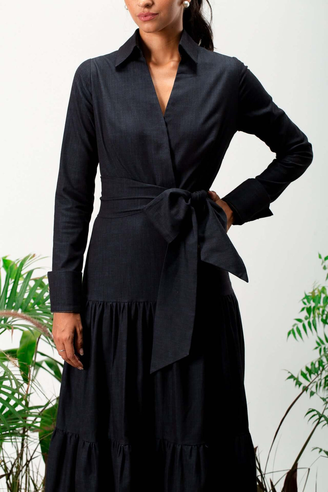 Noir Denim Wrap Dress