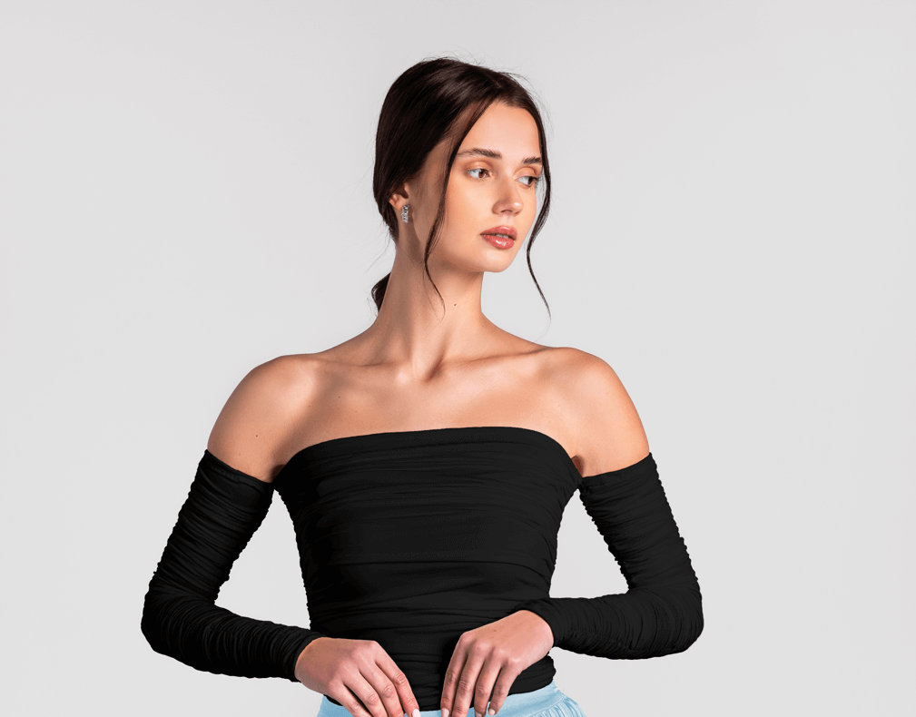 Regal Off-Shoulder Ruched Top