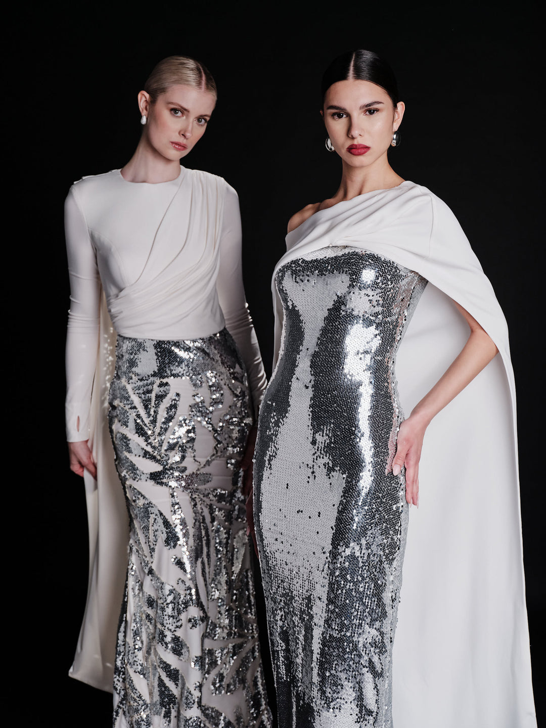 Swan silver sequin gown