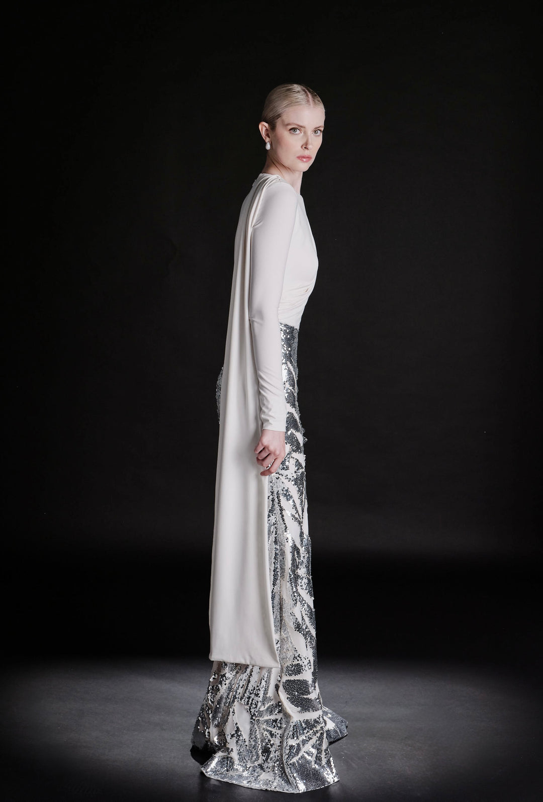 Swan silver sequin gown