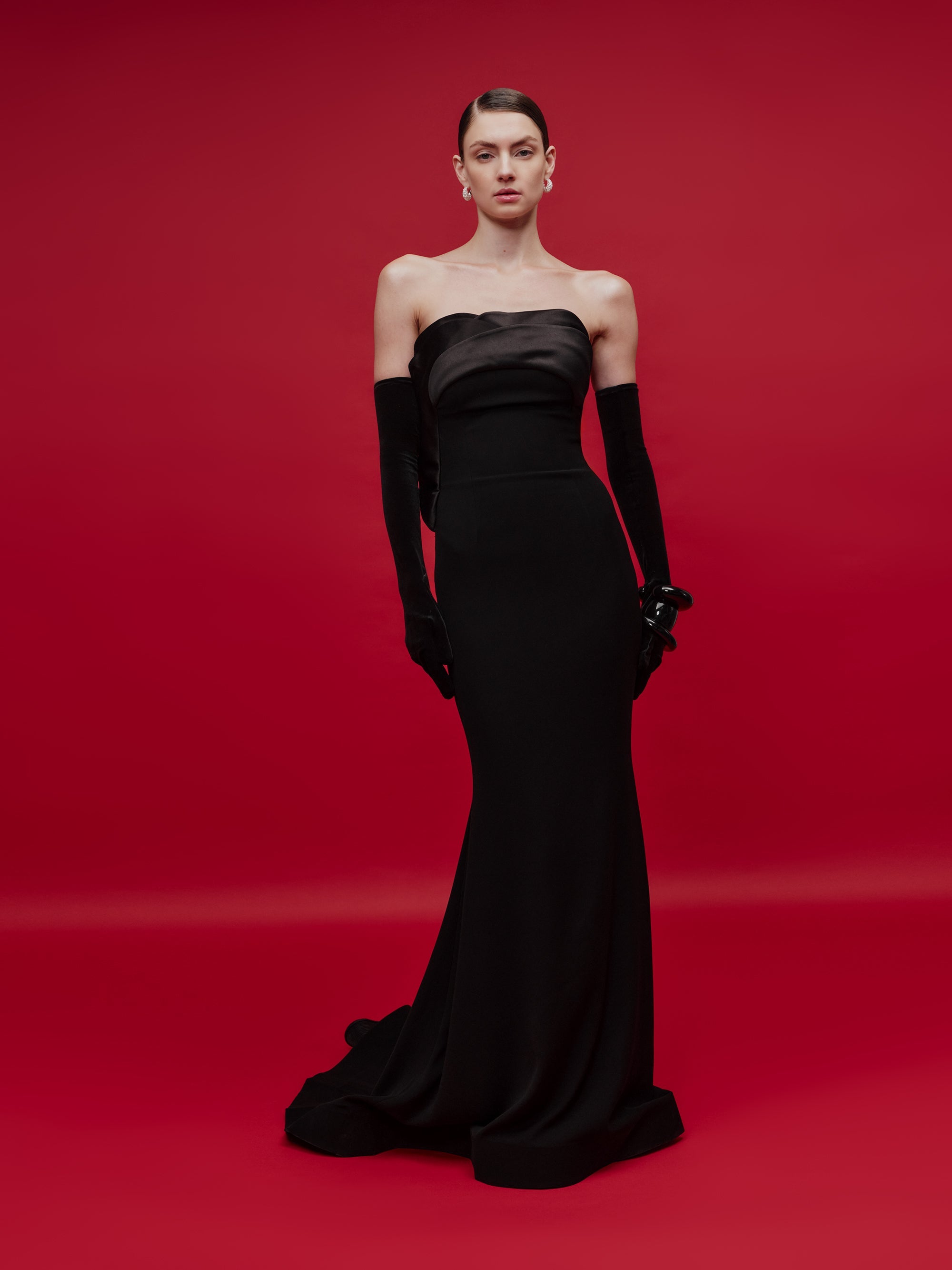 Black Strapless long dress