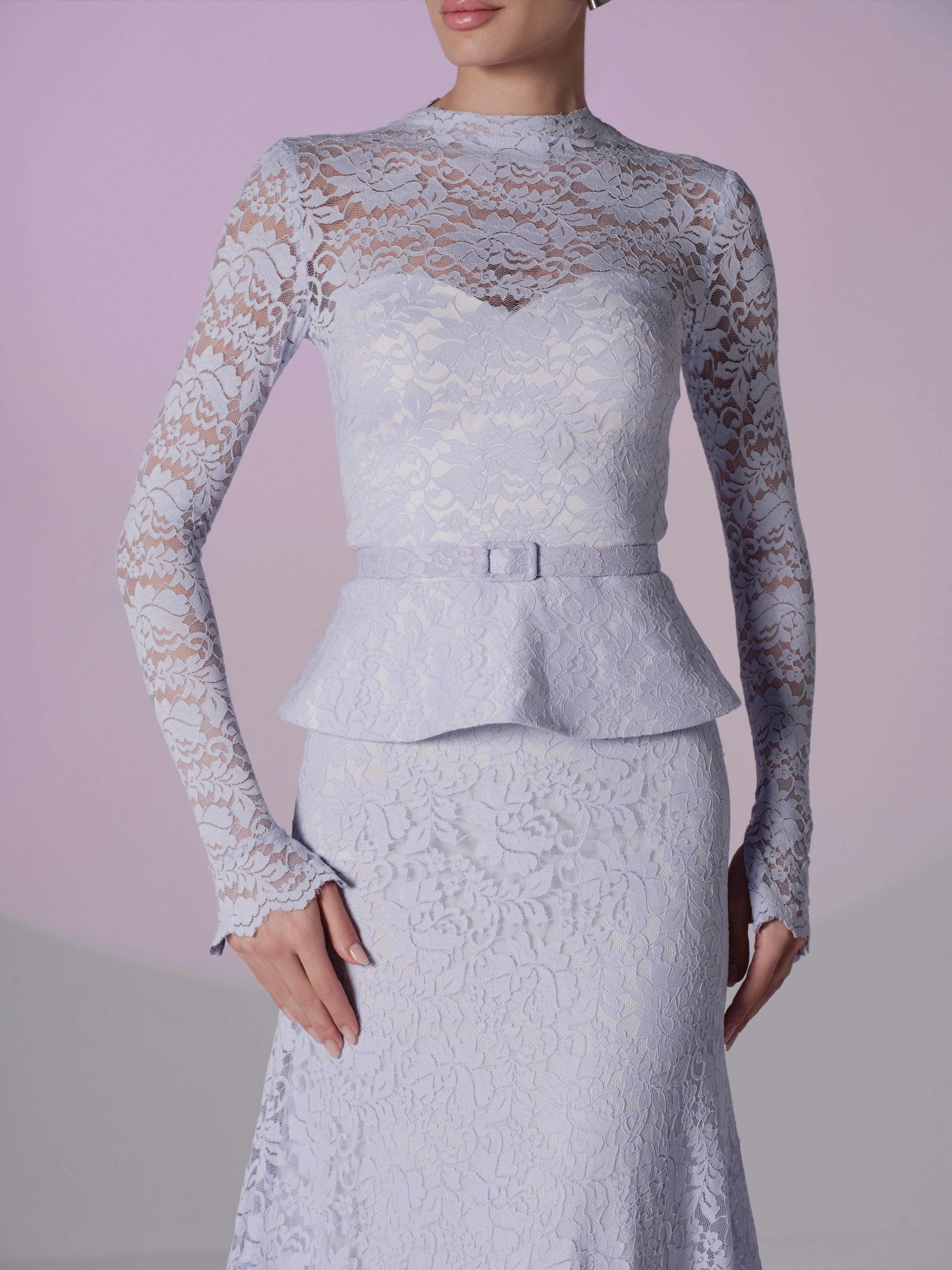 white lace long sleeve dress
