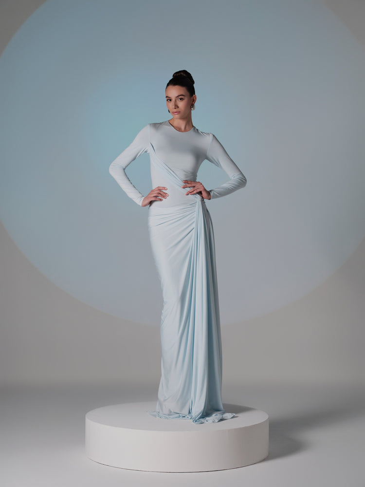 sky blue dress long sleeve