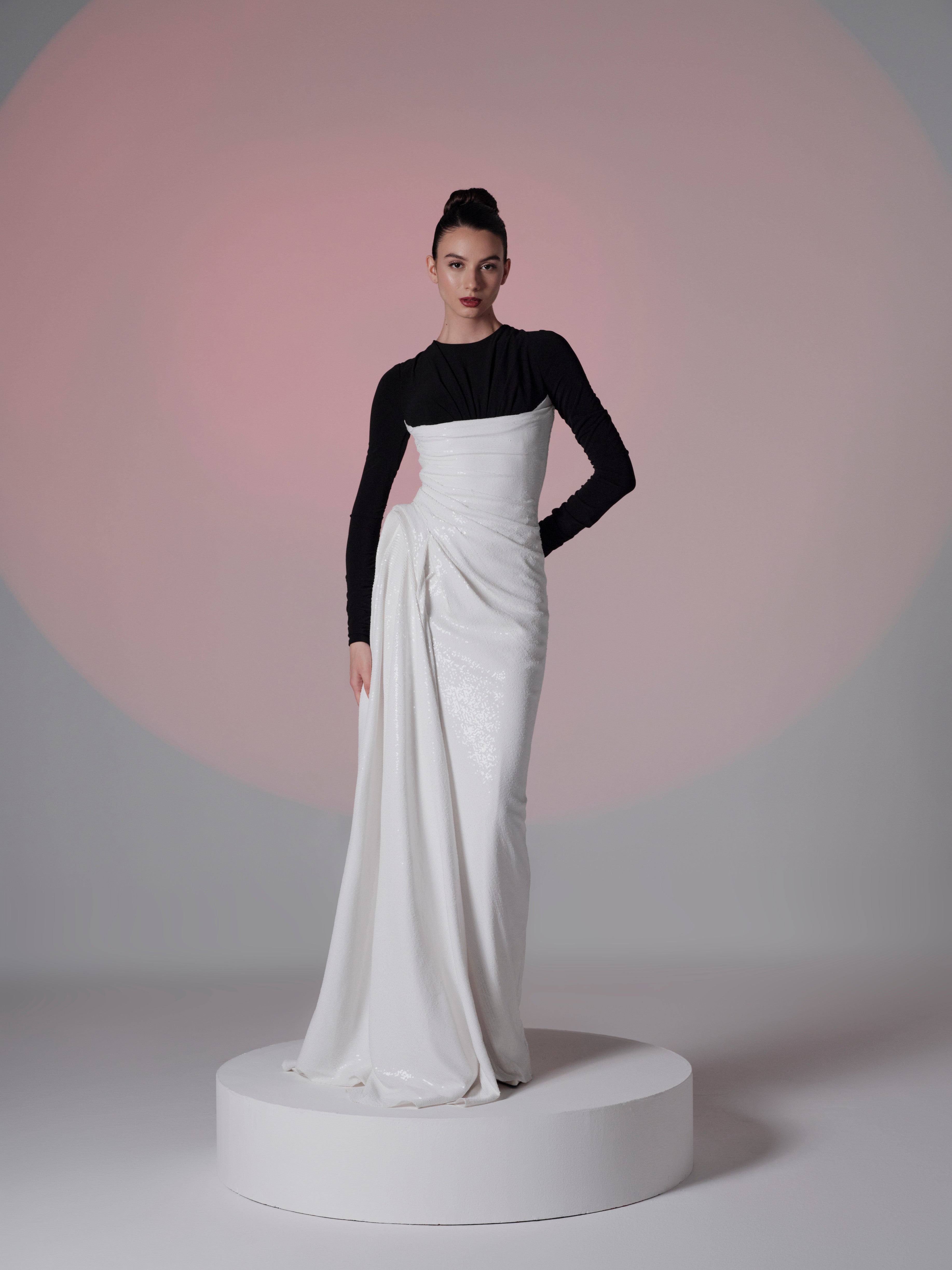 black and white dress long sleeve