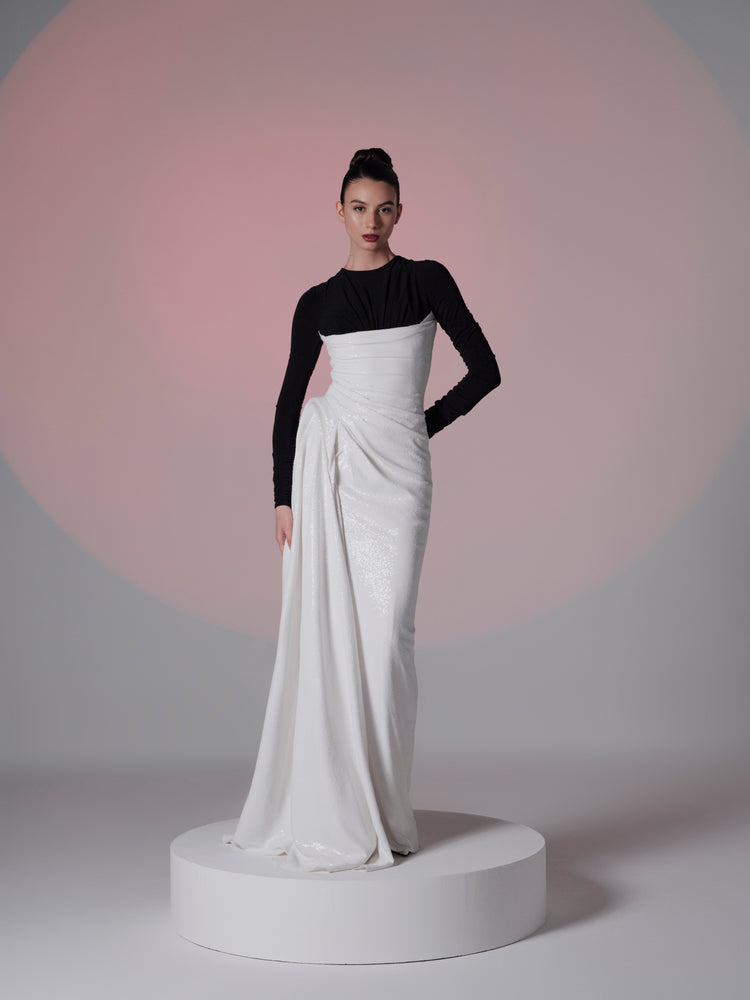 black and white dress long sleeve