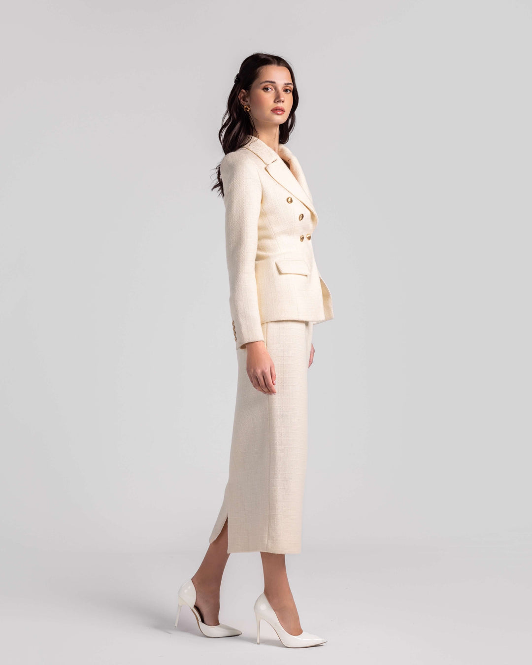 Double breasted tweed Skirt